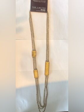 The Limited Multi-Chain Gold Silver Tone Necklace with Gold Rectangular Accents